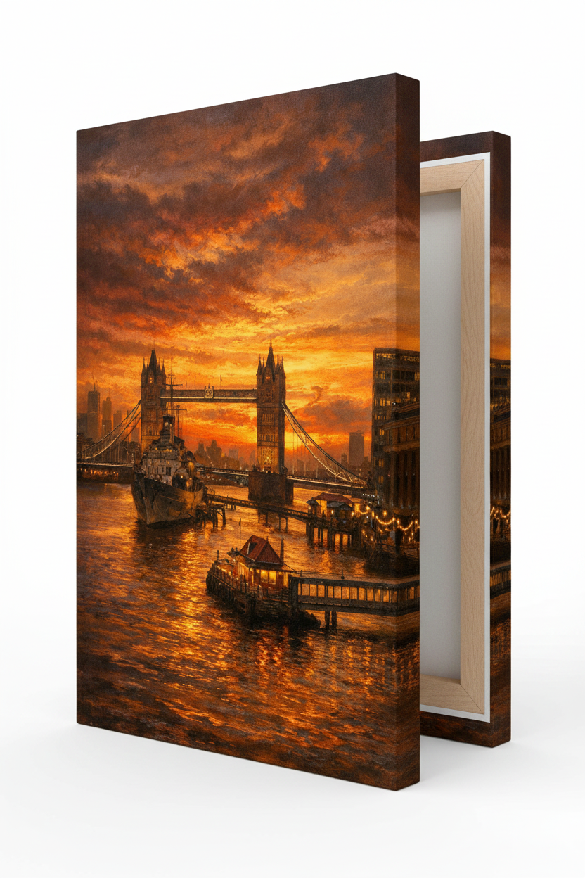 Tower Bridge Golden Hour — Canvas Detail
